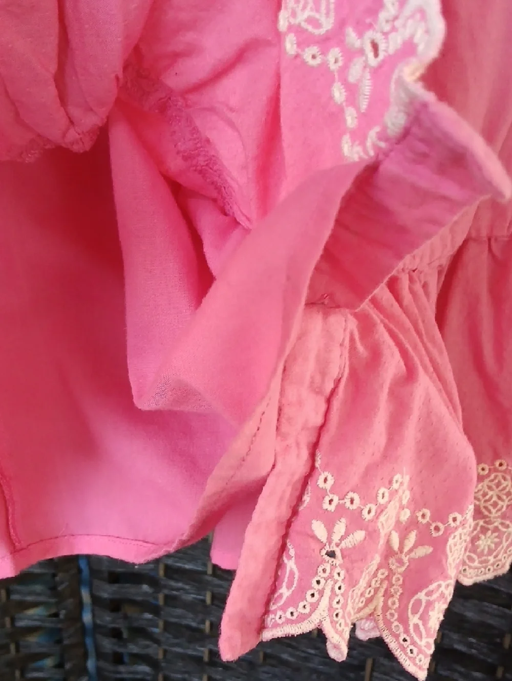 Max Studio Pink Button-Front Ruffle Dress with Lace Trim Girls SZ 3T